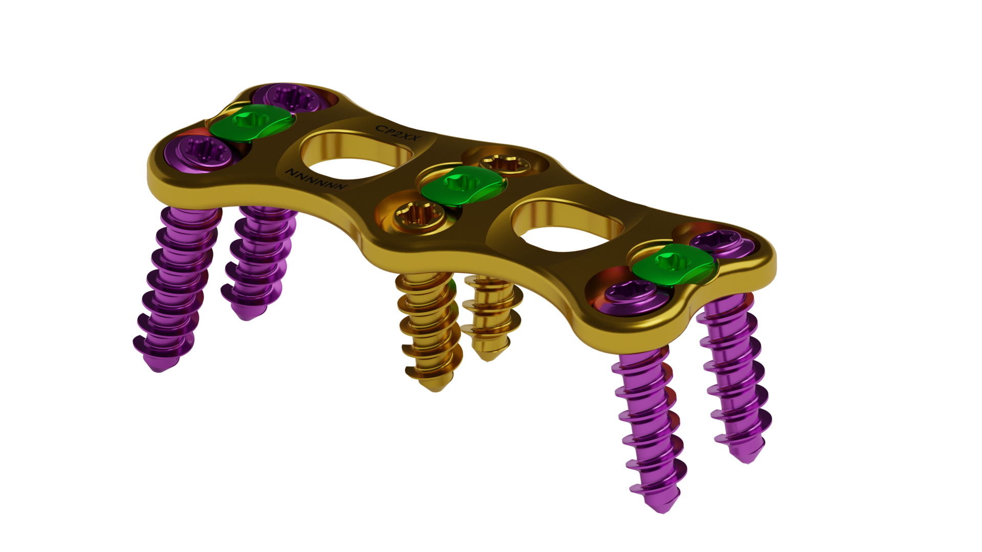 Angled View of Cervical Plate Cervical Plate image shows large graft windows for visual cage confirmation
