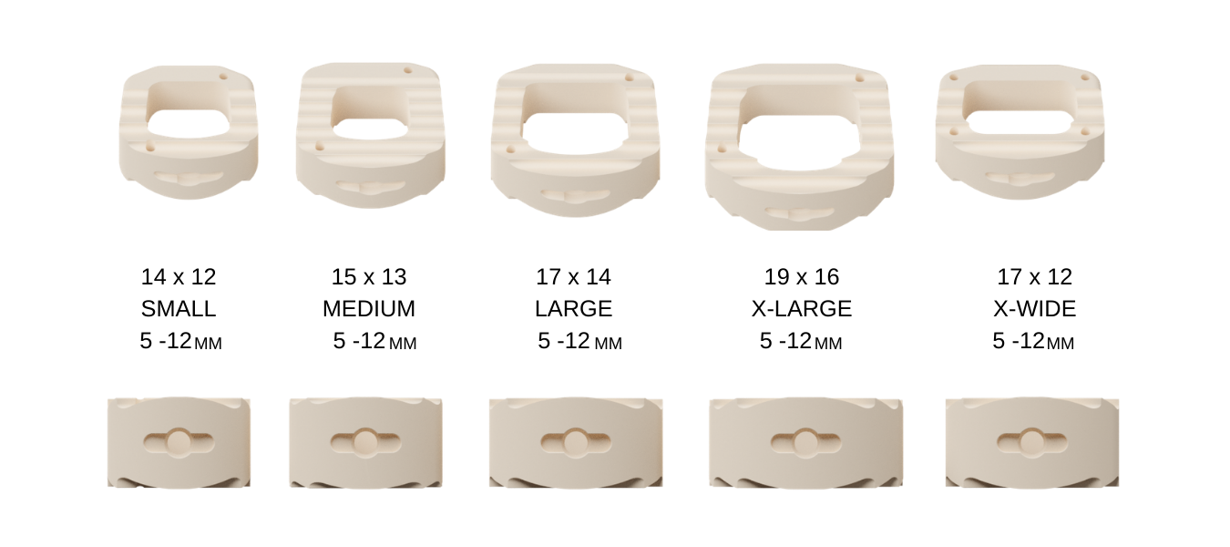 Image showing the sizes of the cervical interbody fusion devices.