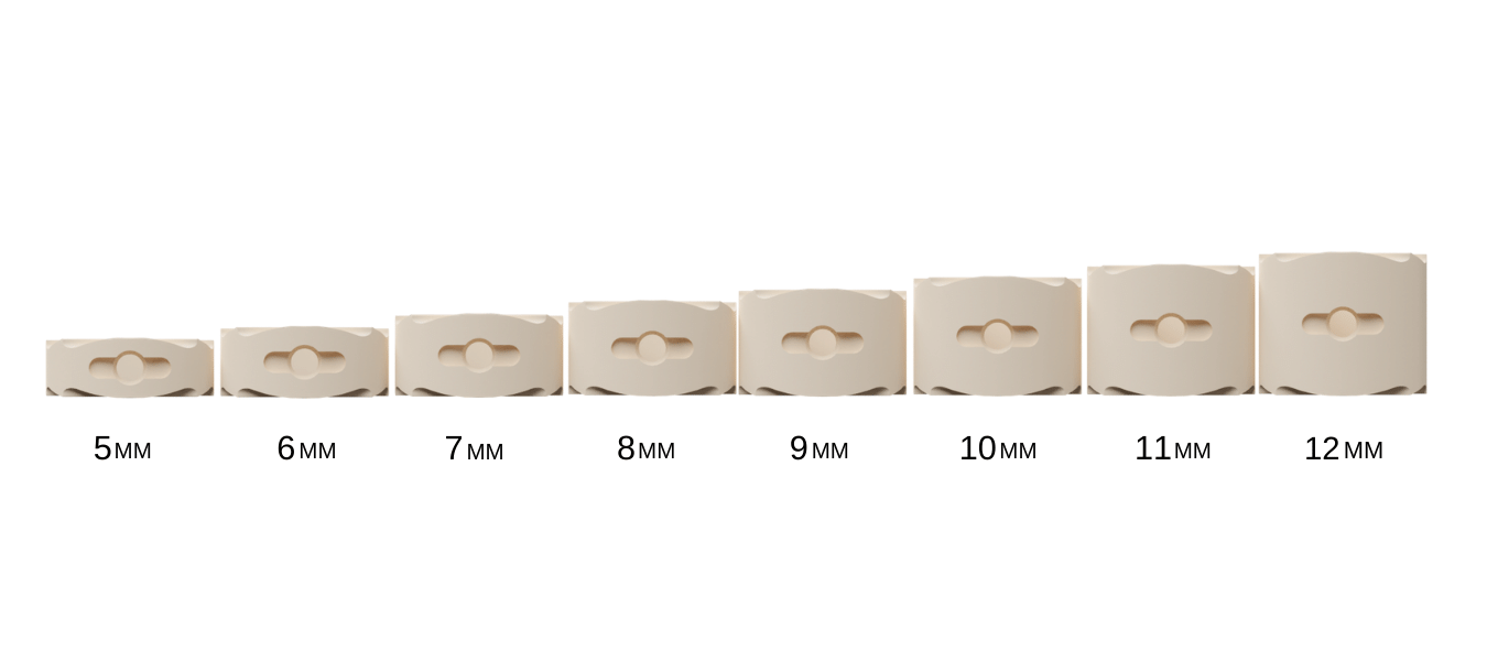 Horizontal size guide for mm size differences